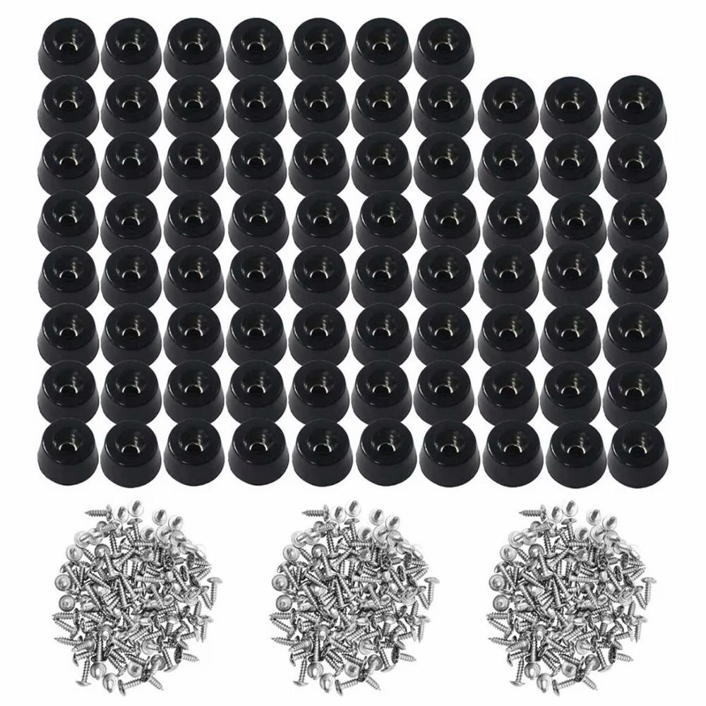 NWT TopPerfekt Rubber Furniture Feet Pads w/ Screws 120 Piece Set | Black